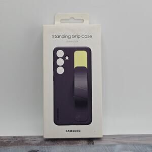 Samsung Standing Grip Case for Galaxy S24 Silicone Strap Dark Purple New